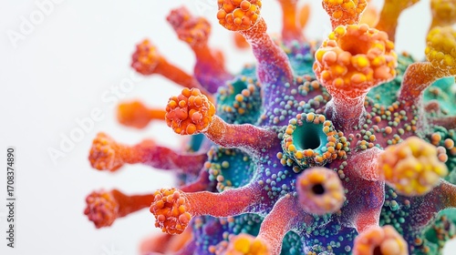 Exploring the Intricate Structure of the Measles Virus in a Vibrant Close-Up View