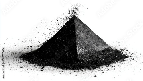 Dark pyramid of powder erupting