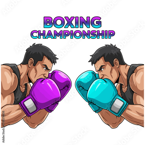 Vector illustration of two professional boxers