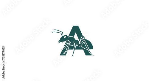 Stylized Ant Silhouette Integrated with Letter A Design