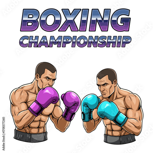 Vector illustration of two professional boxers