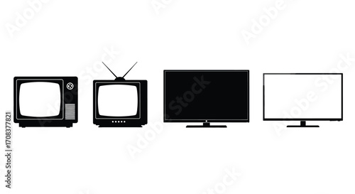 Photos Evolution of television technology from vintage crt to modern flat screen displa