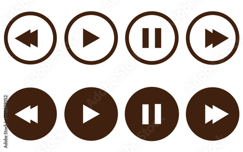 Set of play buttons icons. Play button. Video audio player. Vector illustration. video paused icon Flat symbol set outline. EPA 10 