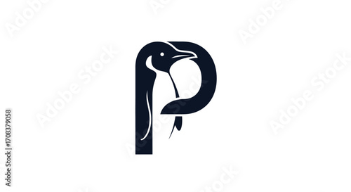 Stylized Penguin Logo Design Incorporating Letter P
