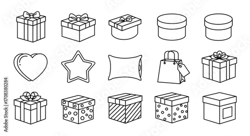 Hand drawn gift boxes and presents collection sketch style isolated elements for celebration design vector