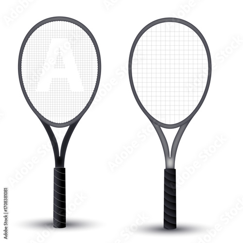 Two tennis rackets side by side with a white background and shadow.