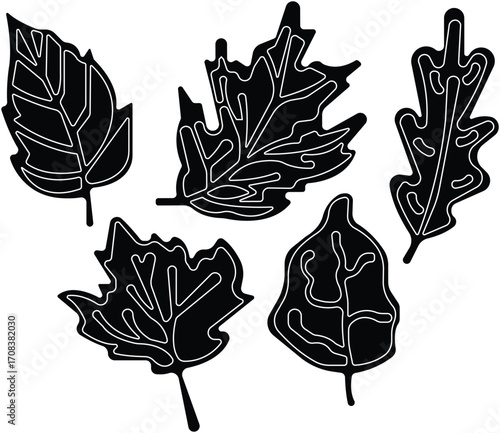 Art & IllustrationLeaves icon set.Environmental Leaves, natural, eco, vegan,vector symbol logo illustration line editable stroke design style isolated on white background and Natural pictogram icon se
