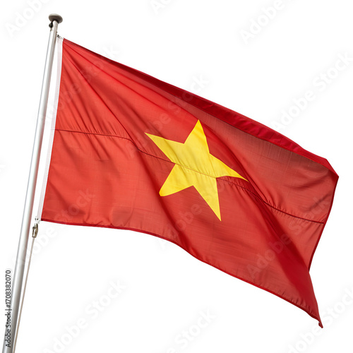 Wallpaper Mural The flag of vietnam waving on a flagpole, isolated on transparent background Torontodigital.ca