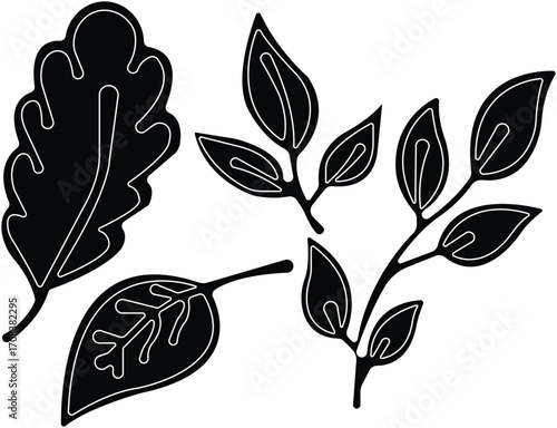 Art & IllustrationLeaves icon set.Environmental Leaves, natural, eco, vegan,vector symbol logo illustration line editable stroke design style isolated on white background and Natural pictogram icon se