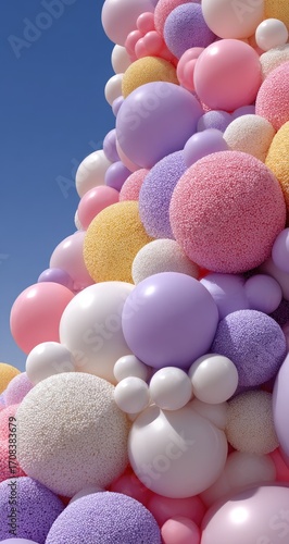 Close-up of a tiered balloon display