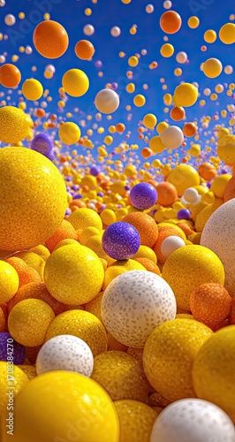 Colorful spheres filling the sky
