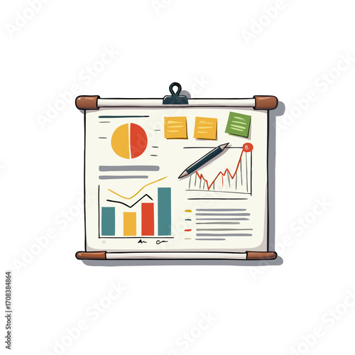 Presentation board with charts graphs data analysis business strategy and financial report for meeting success
