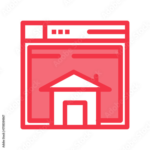 Vector graphic icon of a website homepage with a house symbol for real estate