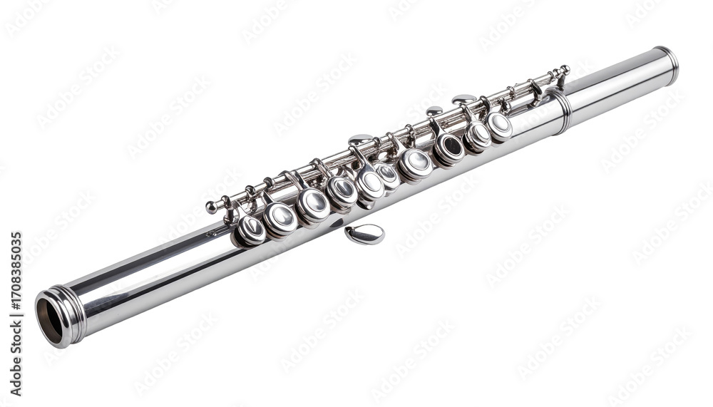 Fototapeta premium Polished silver flute on black background
