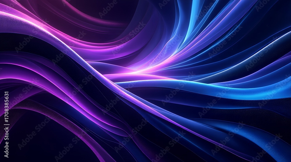 Naklejka premium Abstract Flowing Ribbons of Light A Dance of Blue and Purple Hues in a Modern Artistic Design