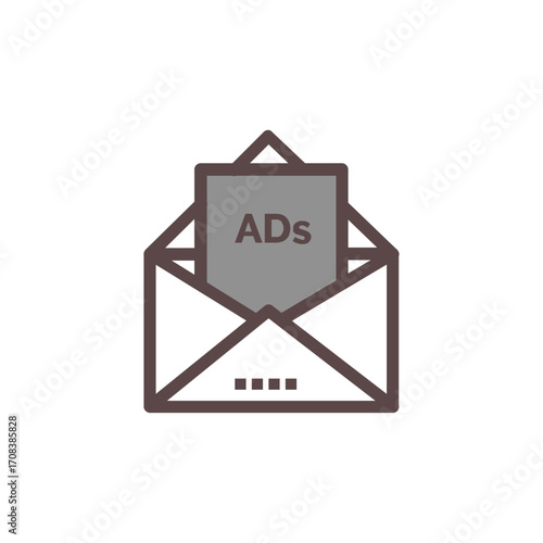 Vector icon of an open envelope representing an ad campaign concept