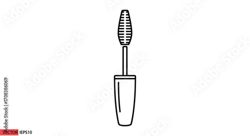 Mascara Wand and Container Outline Illustration