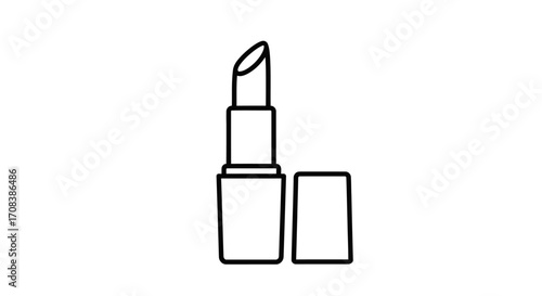 Black Outline Lipstick with Cap Isolated on White