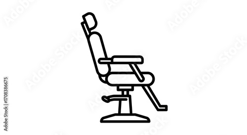 Stylized Barber Chair Icon with Adjustable Headrest and Footrest