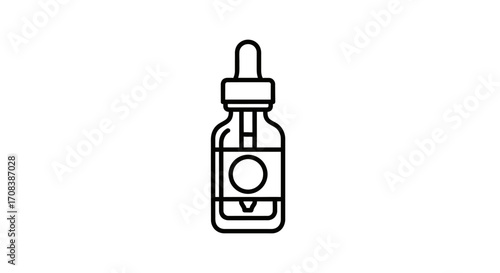 Black and White Outline of a Dropper Bottle
