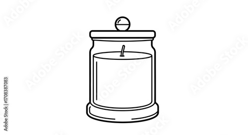 Elegant Jar Candle with Lid Outline Illustration
