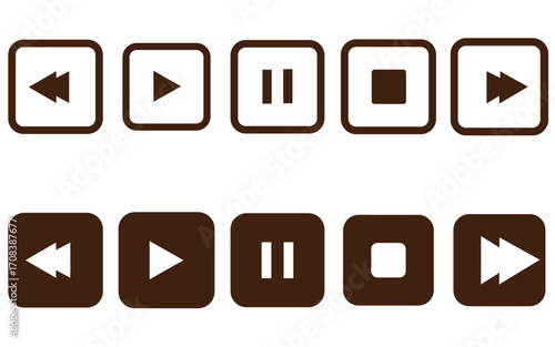 Set of play buttons icons. Play button. Video audio player. Vector illustration. video paused icon Flat symbol set outline. EPA 10 