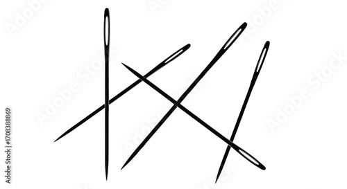 Sewing needles artistically arranged for sewing and tailoring projects vector