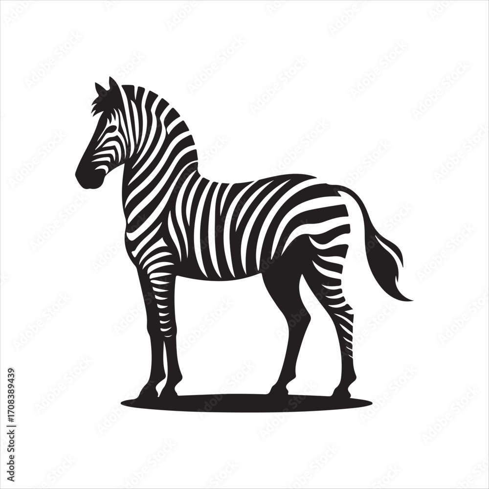 Obraz premium Zebra vector silhouette line art logo design concept illustration 