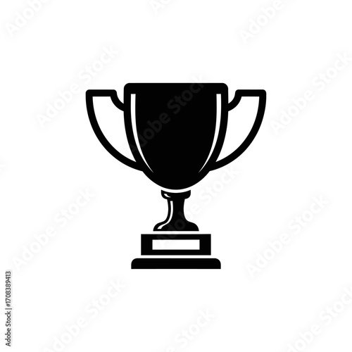 Simple Black and White Trophy Icon Illustration