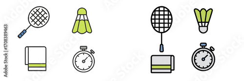 Badminton equipment and accessories showcased in a minimalistic design for sports enthusiasts