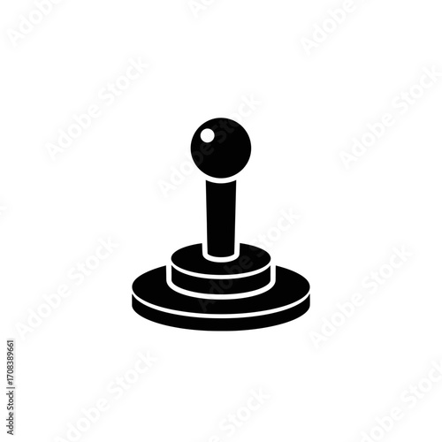 Black Joystick Icon with Ball Top and Tiered Base Design