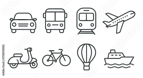 Icons of various transportation modes on a gradient background
