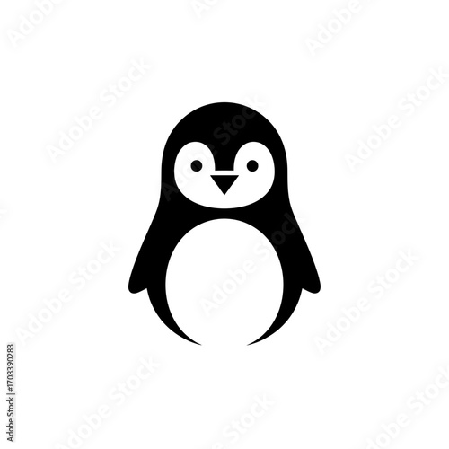 Stylized Black and White Penguin Illustration