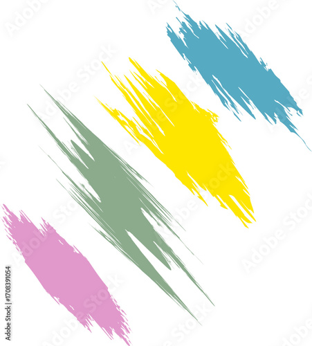 A set of four separate vector brush strokes. Hand-drawn graphic resources on a transparent background. Easy to recolor and adjust opacity.