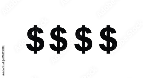 Four bold black dollar signs symbolizing wealth prosperity and financial success vector