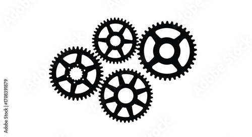 Interlocking gears mechanism industrial machine parts teamwork connection concept vector