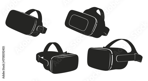 Collection of virtual reality vr headsets diverse angles isolated for futuristic technology concept vector