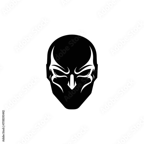 Black Mask Silhouette with Intricate Facial Details