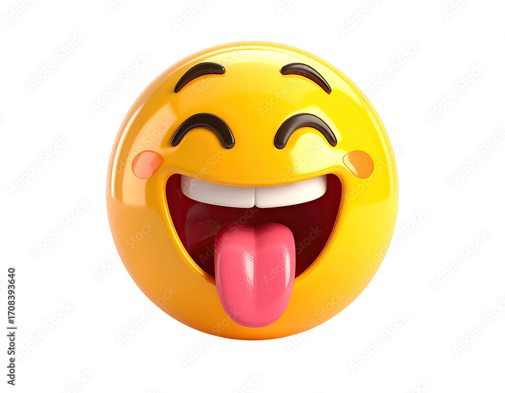 Fototapeta premium 3D laughing emoji with tongue sticking out