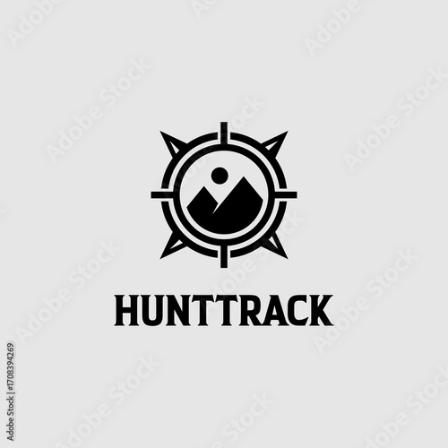 Hunting Focus compass abstract vector logo design