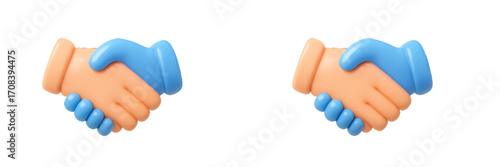 Two cartoon hands shaking in a friendly gesture representing cooperation and agreement between individuals