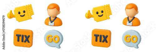 Colorful ticketing symbols illustrating event access and participation at a vibrant festival atmosphere