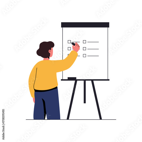 Productive meeting session office space infographic presentation professional environment side view team collaboration. Vector illustration