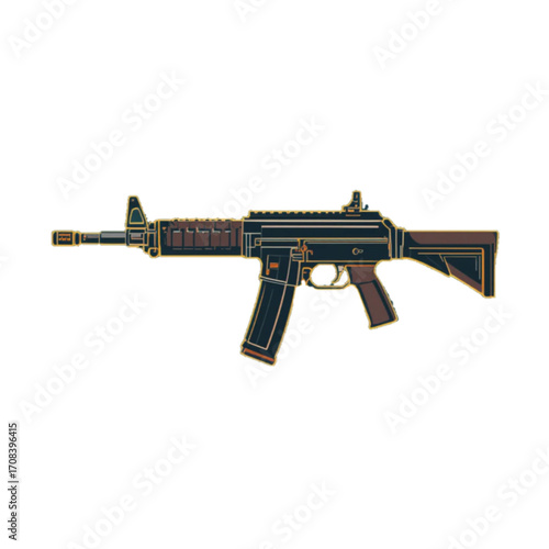 Illustration assault rifle isolated on white background