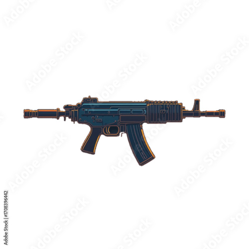 Illustration assault rifle isolated on white background