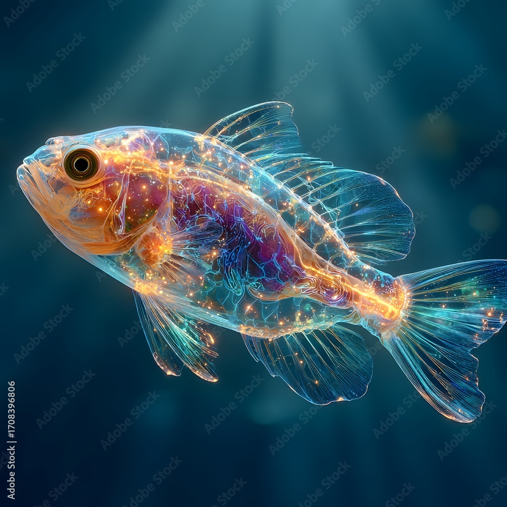 Fototapeta premium Stunning radiant fish with shimmering neon body high resolution picture