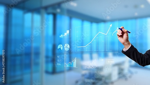 Business analytics and future technology concept with growing graph interface