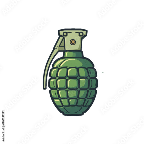 Illustration of a dark green grenade