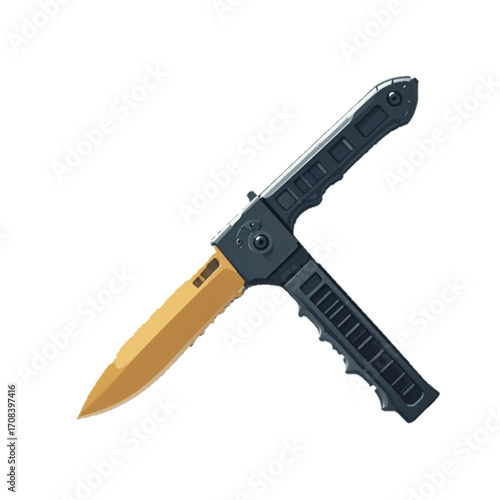 Flat colored knife illustration on plain background 