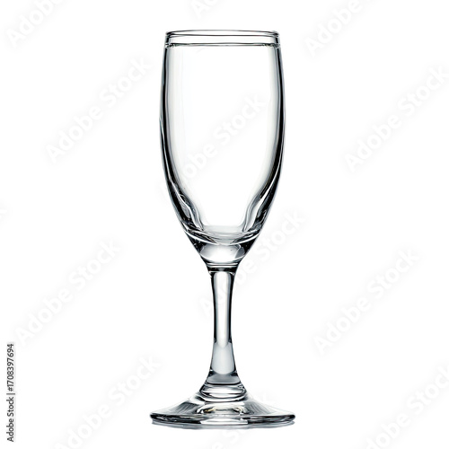 Clear champagne flute glass, stemware,  transparent,  faceted,  wine glass